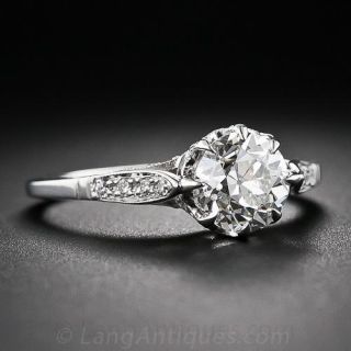 1.32 Carat European-cut Diamond Antique Style Engagement Ring