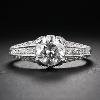 1.32 Carat Platinum and Diamond Vintage Style Engagement Ring