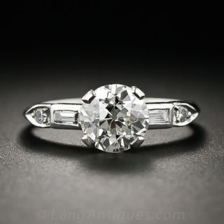 1.33 Carat Art Deco Platinum and Diamond Engagement Ring 