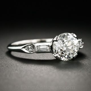 1.33 Carat Art Deco Platinum and Diamond Engagement Ring 