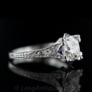 1.33 Carat Deco Style Diamond Engagement Ring