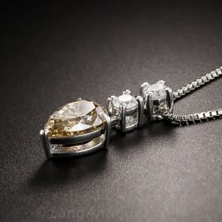 1.33 Carat Natural Brown Pear Shape Diamond Pendant - GIA