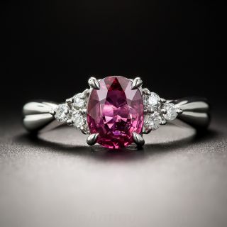 1.33 Carat Natural No-Heat Ruby Platinum Diamond Ring