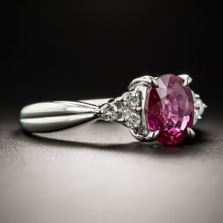 1.33 Carat Natural No-Heat Ruby Platinum Diamond Ring