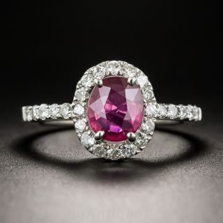 1.33 Carat Ruby and Platinum Diamond Ring - 1