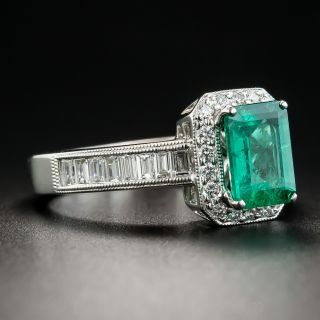 1.34 Carat Emerald Diamond Platinum Ring