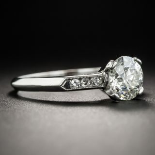 1.34 Carat European-Cut Diamond Platinum Art Deco Engagement Ring - GIA L VS2 