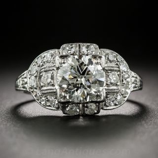1.35 Carat Art Deco Platinum and Diamond Engagement Ring