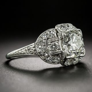 1.35 Carat Art Deco Platinum and Diamond Engagement Ring