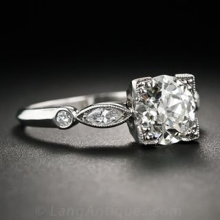 1.35 Carat Art Deco Platinum and Diamond Engagement Ring