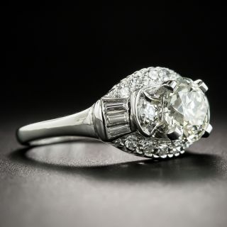 1.35 Carat Mid-Century Platinum Diamond Engagement Ring - GIA