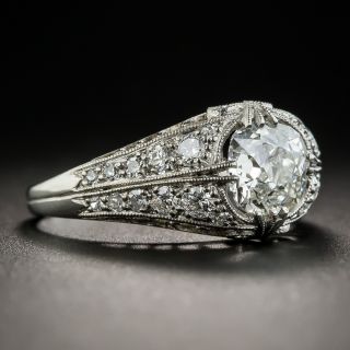 1.35 Carat Platinum Diamond Art Deco Engagement Ring - GIA H I1