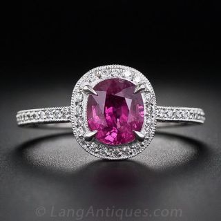 1.35 Carat Ruby, Platinum and Diamond Ring