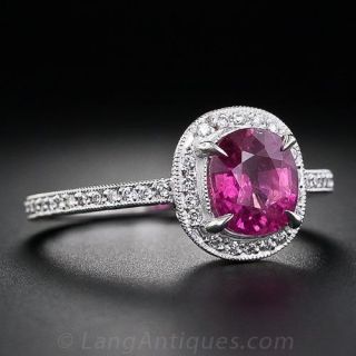1.35 Carat Ruby, Platinum and Diamond Ring