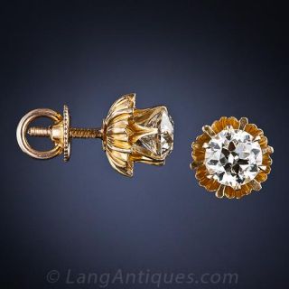 1.35 Carats Antique Stud Earrings
