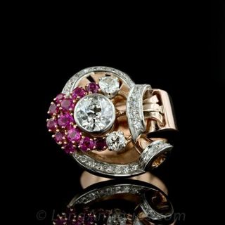 Retro Diamond and Ruby Ring