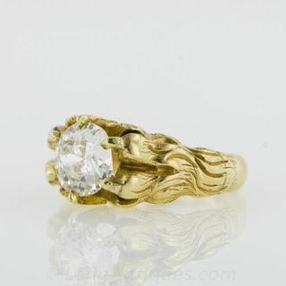 1.35 ct. Victorian Claw Set Diamond Solitare Ring in Yellow Gold
