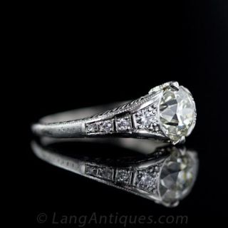 1.36 Carat European Cut Diamond Engagement Ring