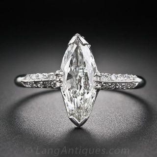 1.36 Carat Marquise Diamond Art Deco Ring