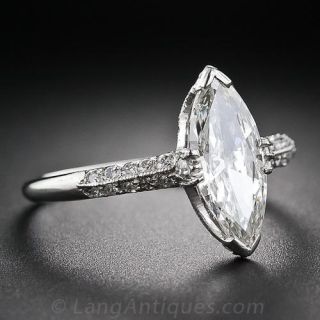1.36 Carat Marquise Diamond Art Deco Ring