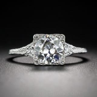 1.38 Carat Diamond and Platinum Art Deco Style Engagement Ring