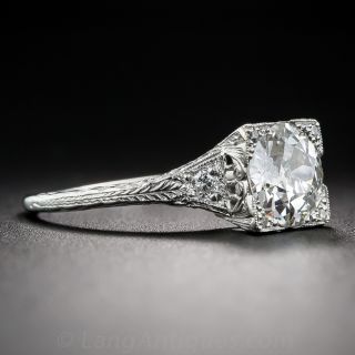 1.38 Carat Diamond and Platinum Art Deco Style Engagement Ring