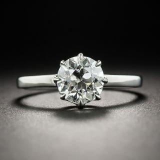 1.38 Carat European-Cut Diamond Platinum Solitaire Engagement Ring - GIA I VS2 - 2