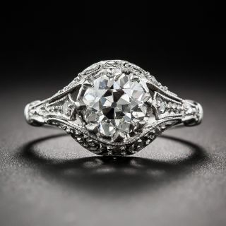 1.38 Carat Platinum and Diamond Edwardian Engagement Ring - 2