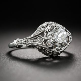1.38 Carat Platinum and Diamond Edwardian Engagement Ring