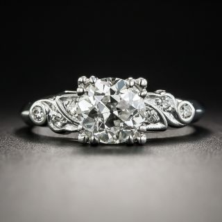 1.39 Carat Diamond Platinum Vintage Engagement Ring - GIA J VS1