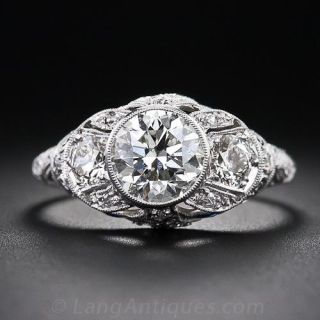 1.39 Carat Platinum and Diamond Art Deco Engagement Ring