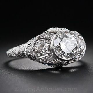 1.39 Carat Platinum and Diamond Art Deco Engagement Ring