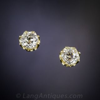 1.40 Carat Antique Diamond Stud Earrings