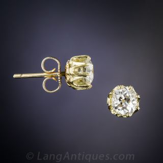 1.40 Carat Antique Diamond Stud Earrings