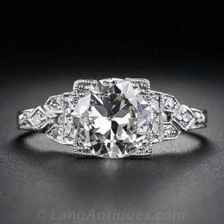 1.40 Carat Art Deco Platinum and Diamond Engagement Ring