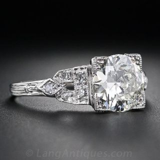 1.40 Carat Art Deco Platinum and Diamond Engagement Ring