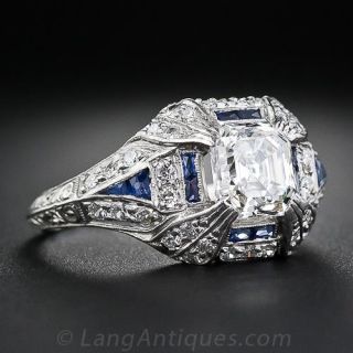 1.40 Carat Asscher-Cut Diamond Art Deco Engagement Ring