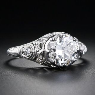 1.40 Carat Diamond Early Art Deco Engagement  Ring