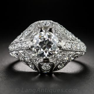 1.40 Carat Platinum Diamond Art Deco Ring - GIA J-VVS2 - 2