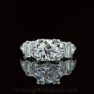 1.40 Carat Vintage Diamond Engagement Ring Main View