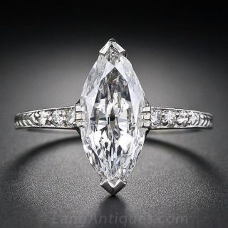 1.41 Carat Art Deco Marquise Diamond Engagement Ring