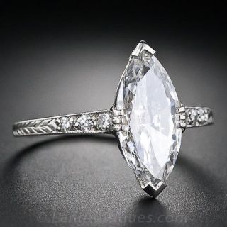 1.41 Carat Art Deco Marquise Diamond Engagement Ring