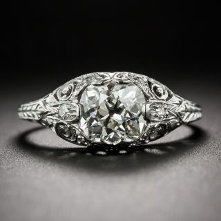 1.42 Carat Antique Cushion Cut Diamond and Platinum Art Deco Engagement Ring