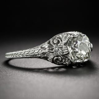 1.42 Carat Antique Cushion Cut Diamond and Platinum Art Deco Engagement Ring