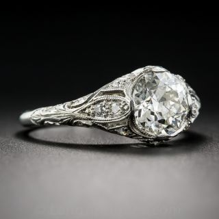 1.42 Carat Diamond Art Deco Engagement Ring GIA K-VVS2