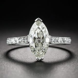 1.42 Carat Marquise Diamond Art Deco Ring