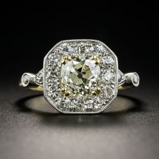 1.42 Carat Old Mine Cut Diamond Halo Engagement Ring