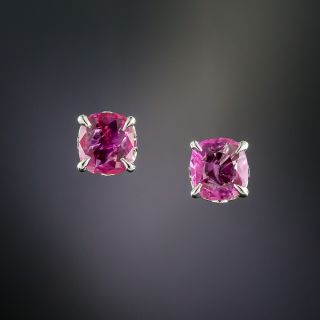 1.42 Carat Pink Sapphire Stud Earrings -Natural, No Heat, Burmese - 1