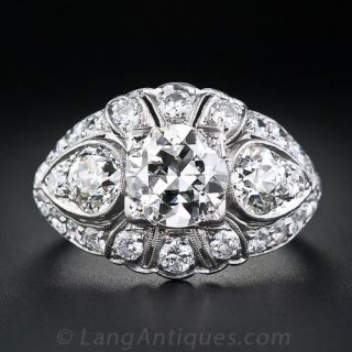 1.42 Carat Vintage Platinum and Diamond Ring