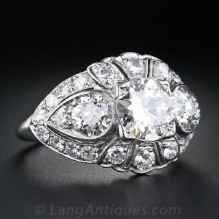 1.42 Carat Vintage Platinum and Diamond Ring
